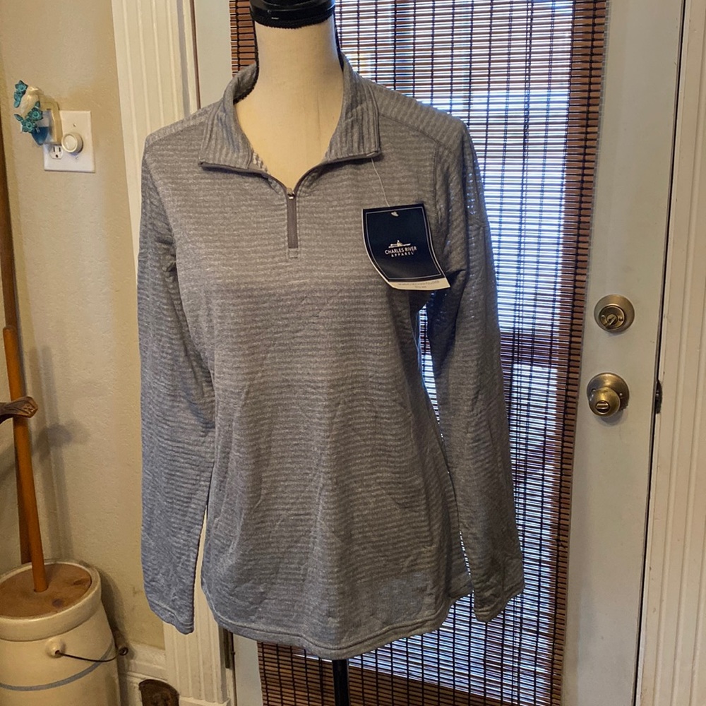 Charles River Apparel W’s Crossover Pullover Oxford Heather MD Style 5669 NWT
